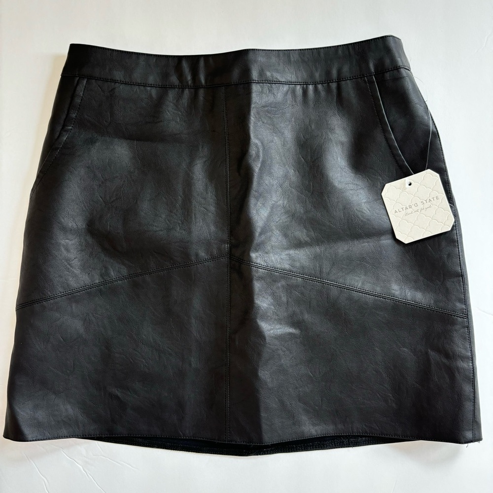 Altar’d state black leather mini skirt